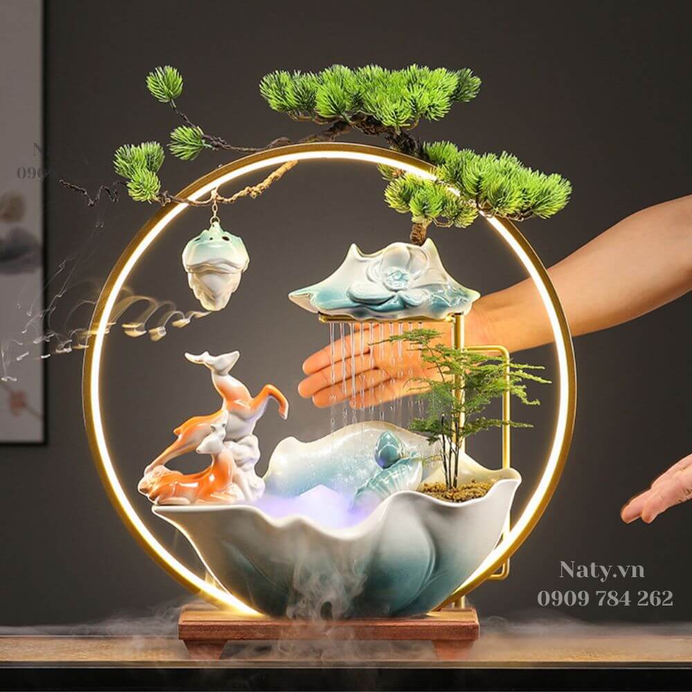 thác nước phong thủy bằng gốm